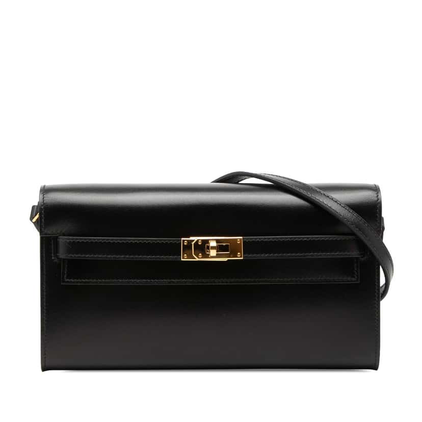 Hermès Box Calf Kelly To Go Wallet Black Leather Very good condition - Front View