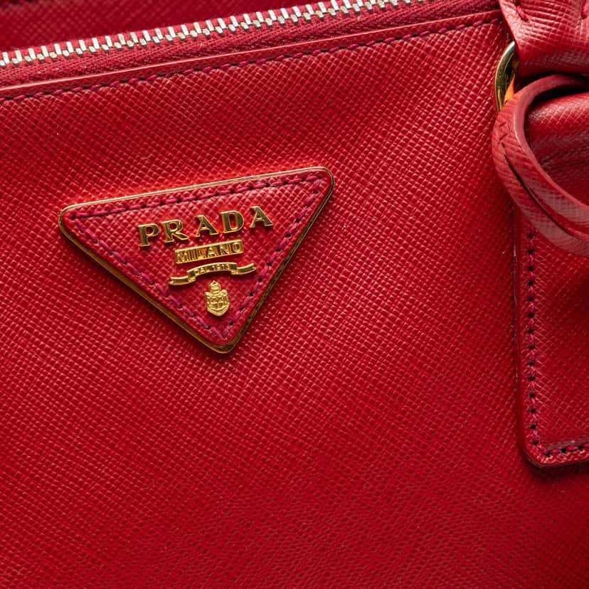 Prada Small Saffiano Lux Galleria Double Zip Satchel Red Leather Very good condition - Box View