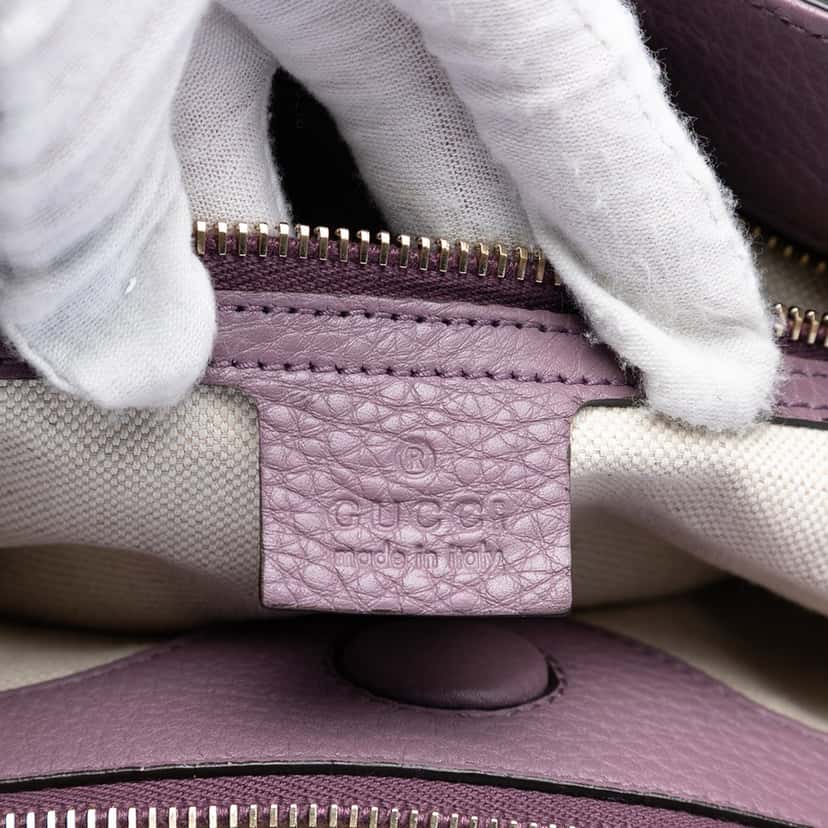 Gucci Large Calfskin Bamboo Shopper Satchel Purple Leather Very good condition - Box View