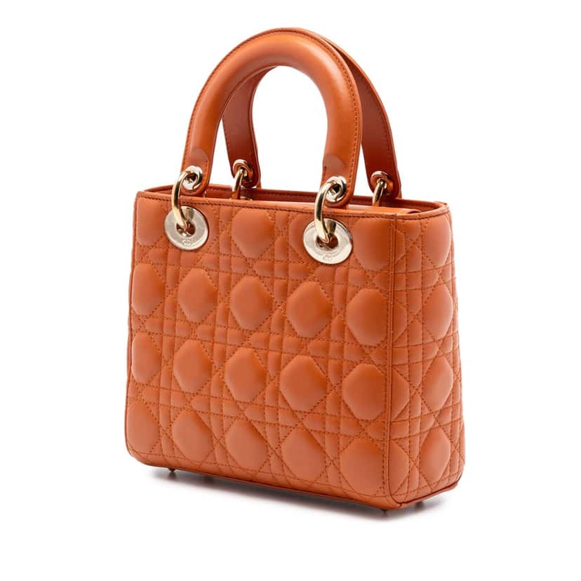 Dior Small Lambskin Cannage MyABCDior Lady Dior Orange Leather Very good condition - Back View