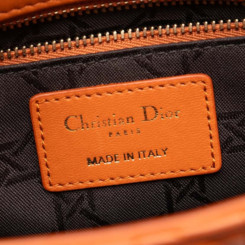 Dior Small Lambskin Cannage MyABCDior Lady Dior Orange Leather Very good condition - Box View