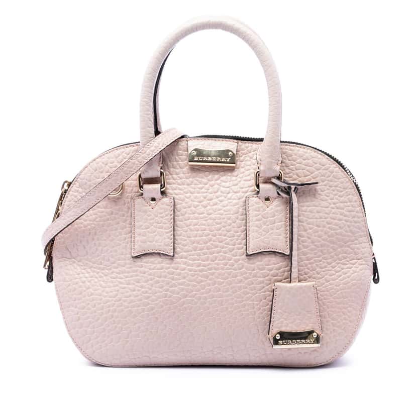 Burberry Small Grained Calfskin Heritage Orchard Bowling Bag Pink Leather Very good condition - Front View