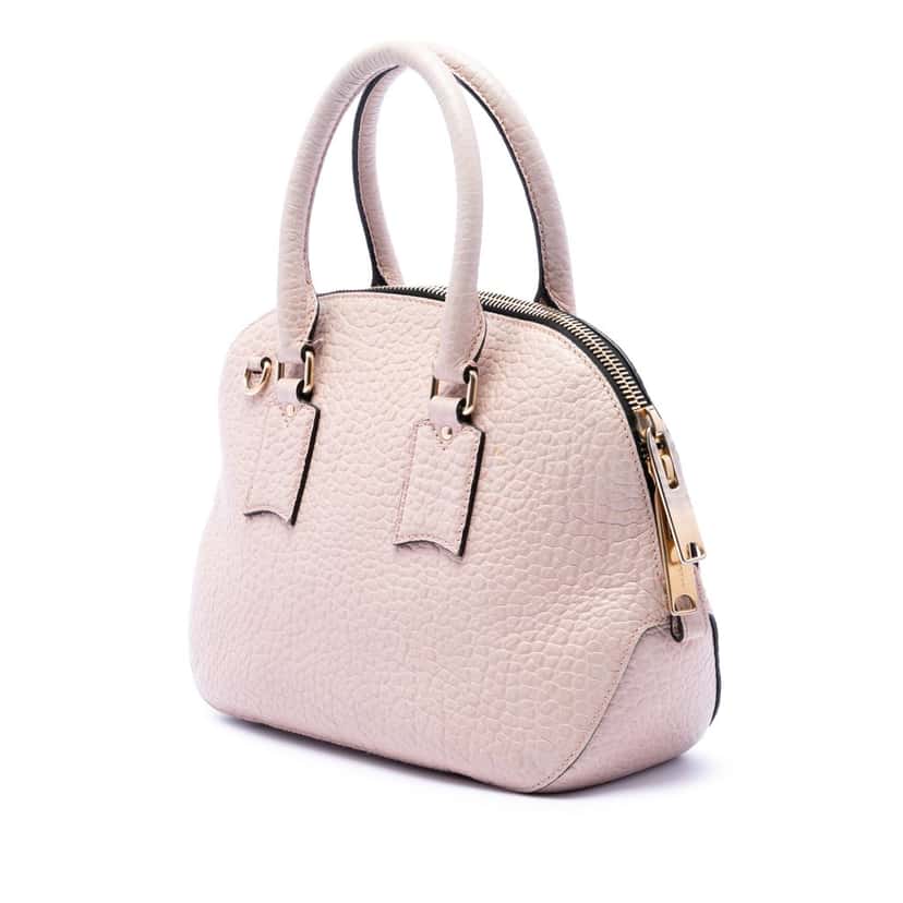 Burberry Small Grained Calfskin Heritage Orchard Bowling Bag Pink Leather Very good condition - Back View