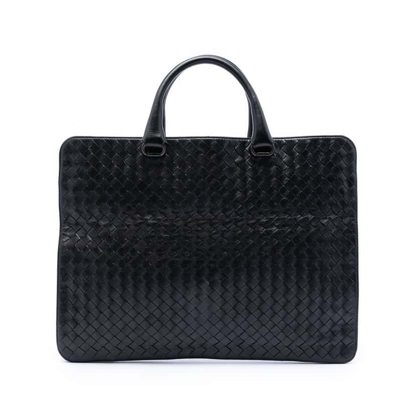 Bottega Veneta Nappa Intrecciato Business Bag Black Leather Very good condition - Front View