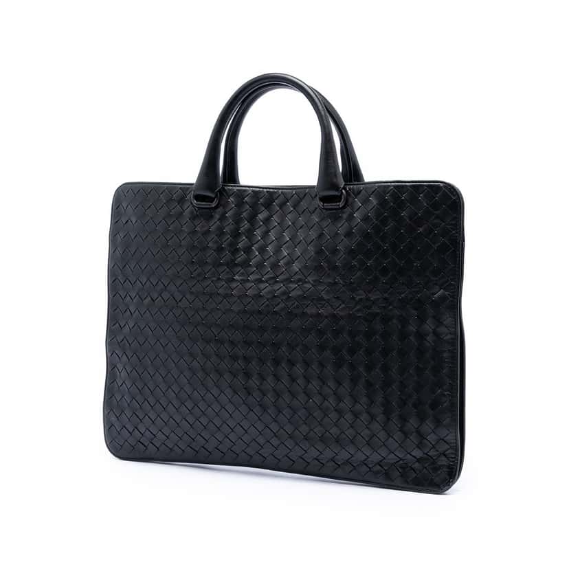 Bottega Veneta Nappa Intrecciato Business Bag Black Leather Very good condition - Back View