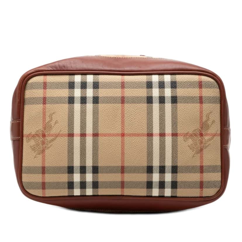 Burberry Haymarket Check Coated Canvas Drawstring Bucket Bag Beige Very good condition - Inside View