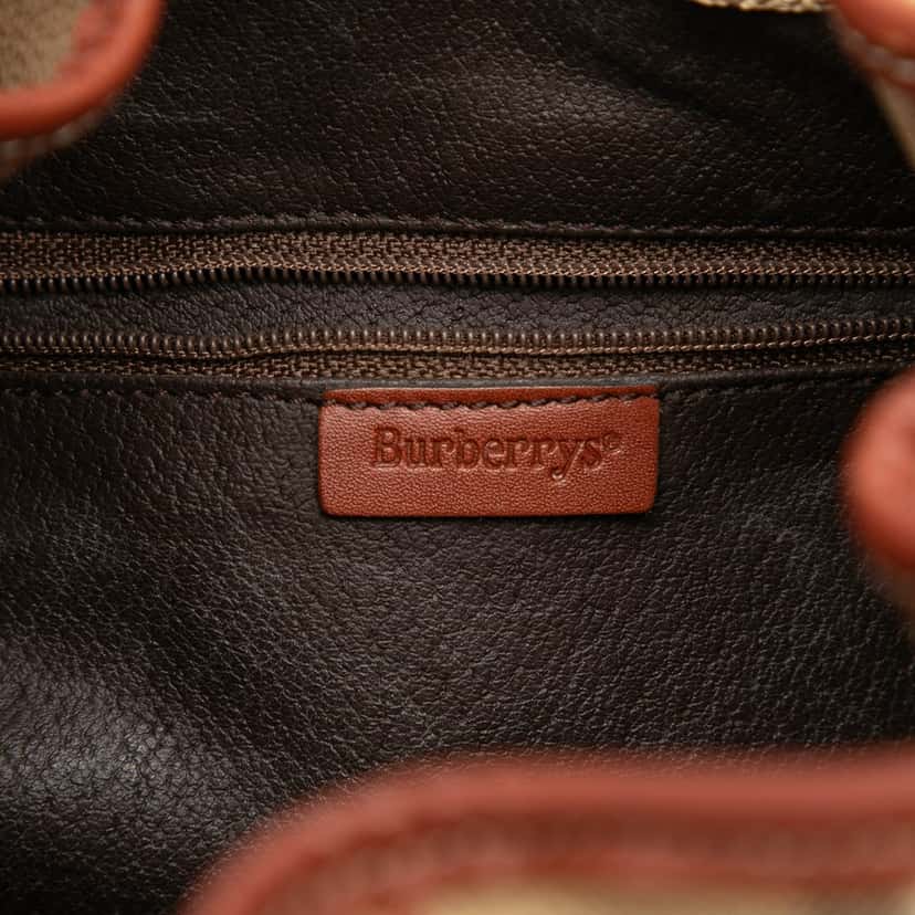 Burberry Haymarket Check Coated Canvas Drawstring Bucket Bag Beige Very good condition - Box View