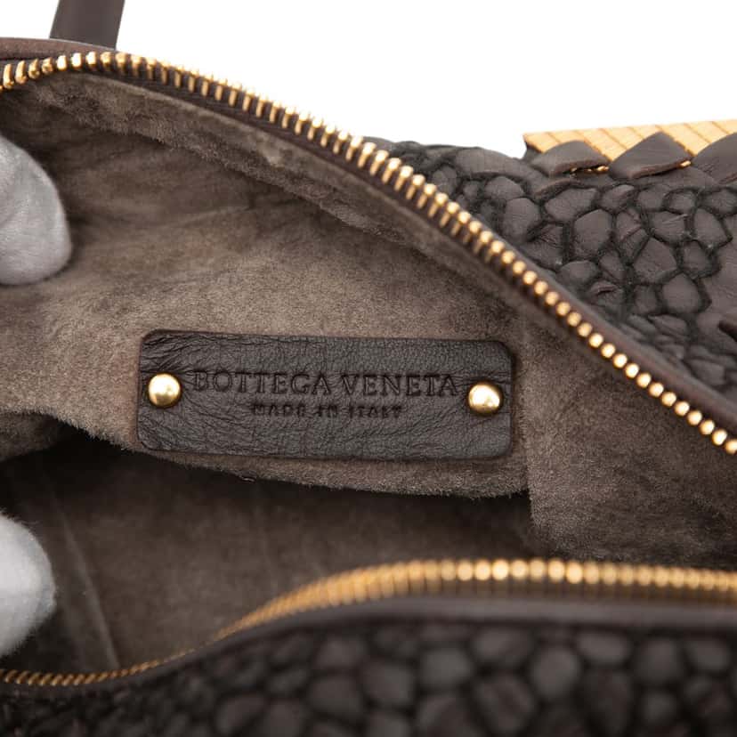 Bottega Veneta Nappa Intrecciato Stitched Metal Edge Cube Handbag Brown Leather Very good condition - Box View