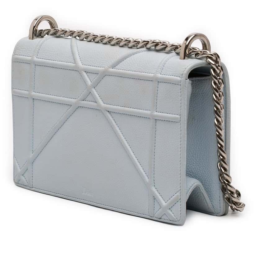 Dior Small Grained Calfskin Diorama Flap Blue Leather Very good condition - Back View