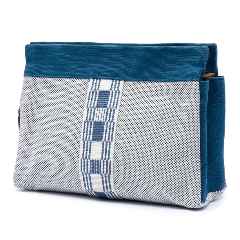 Hermès Toile Trousse de Voyage Jimetou PM Blue Very good condition - Back View
