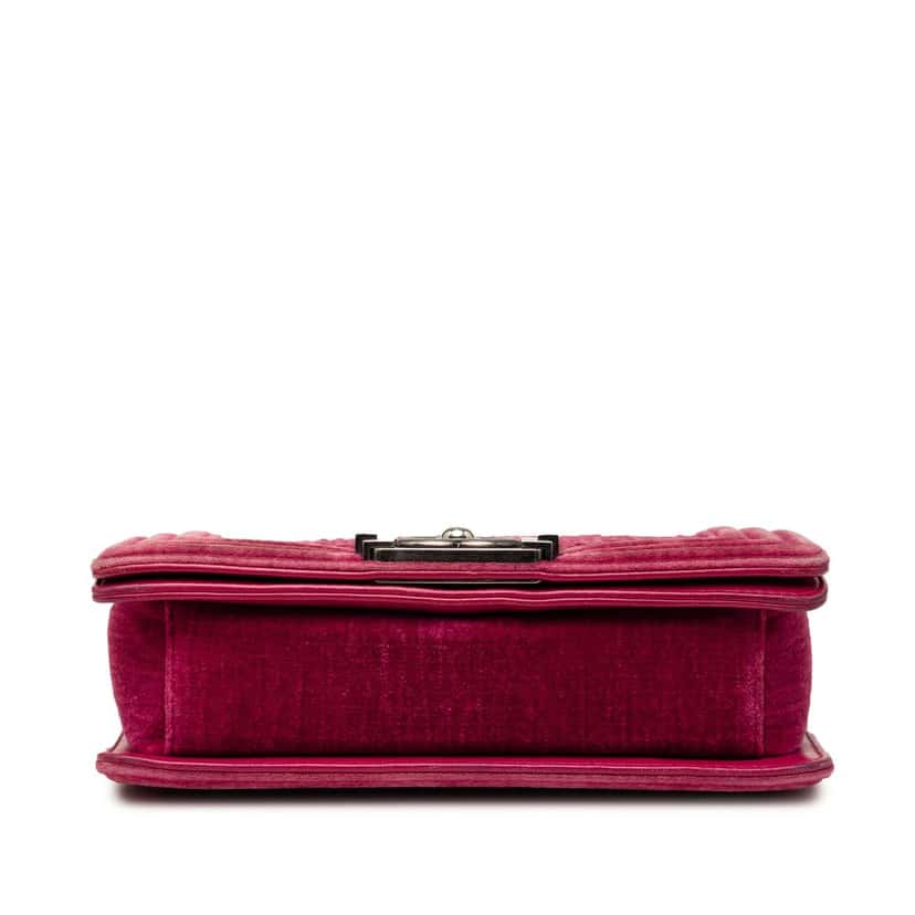 Chanel Small Quilted Velvet Boy Flap Pink Very good condition - Inside View