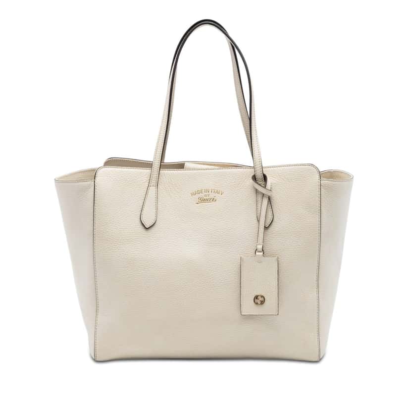 Gucci Medium Leather Swing Tote White Leather Very good condition - Front View