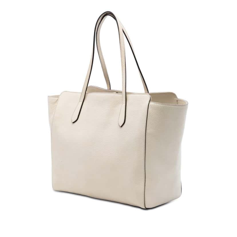 Gucci Medium Leather Swing Tote White Leather Very good condition - Back View