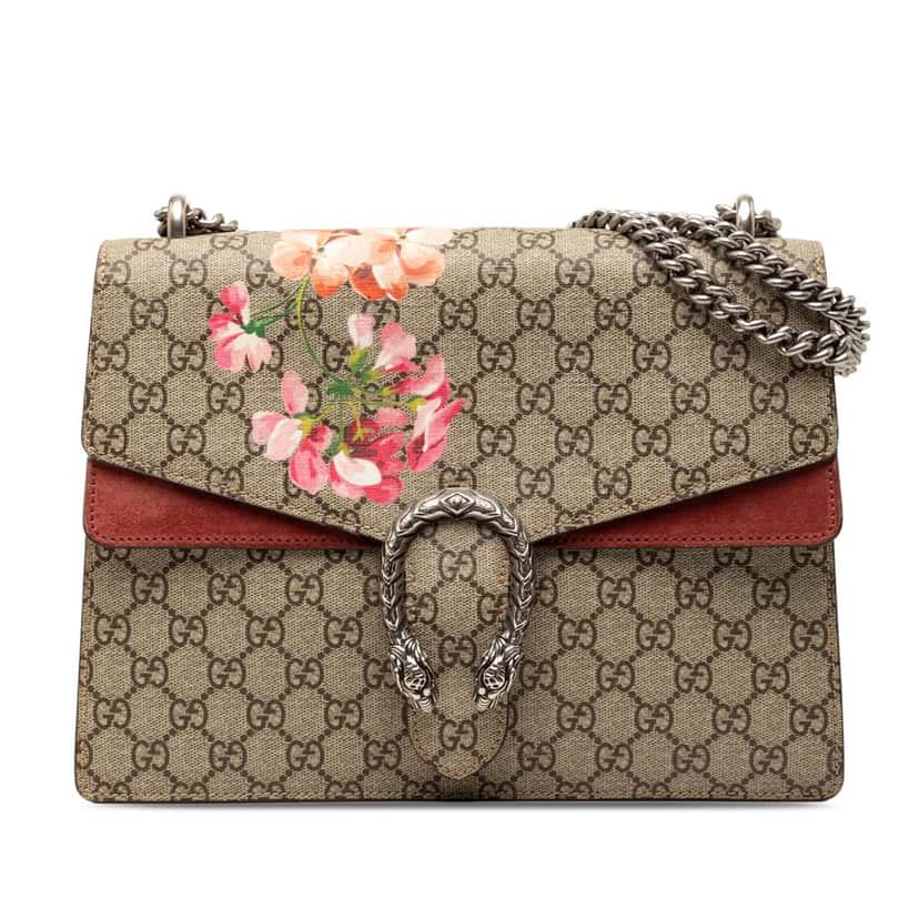 Gucci Medium GG Supreme Blooms Dionysus Shoulder Bag Beige Very good condition - Front View
