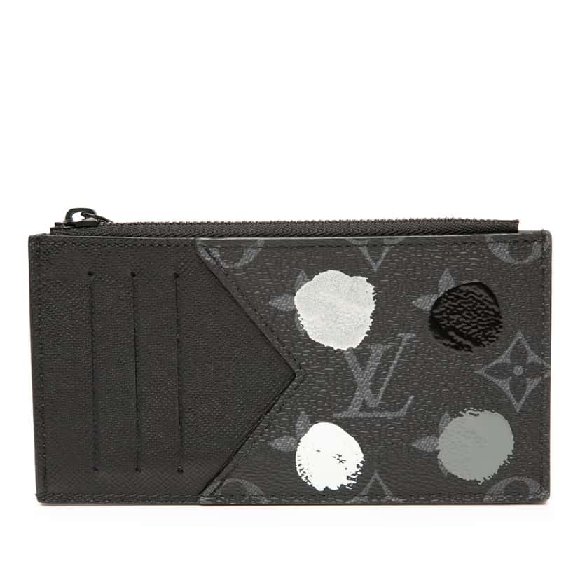 Louis Vuitton Yayoi Kusama Monogram Eclipse Coin Card Holder Black Very good condition - Front View