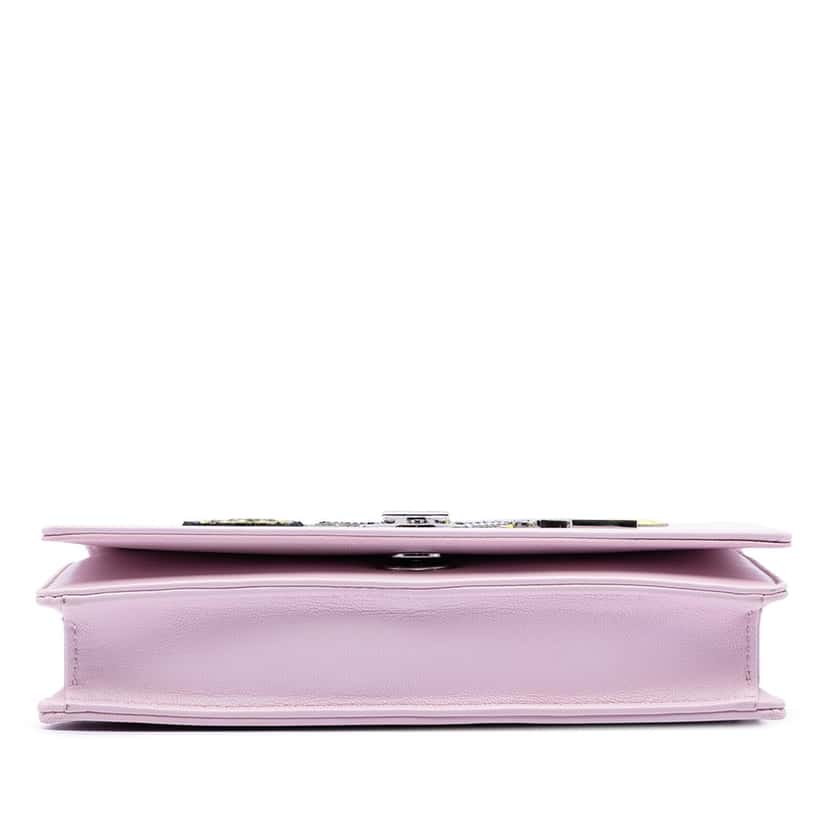 Dior Leather Patch Embroidered Diorama Wallet On Chain Pink Leather Very good condition - Inside View