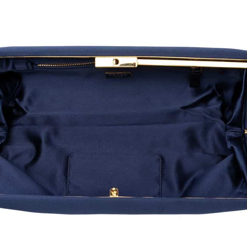Prada Satin East West Frame Clutch Blue Very good condition - Model View