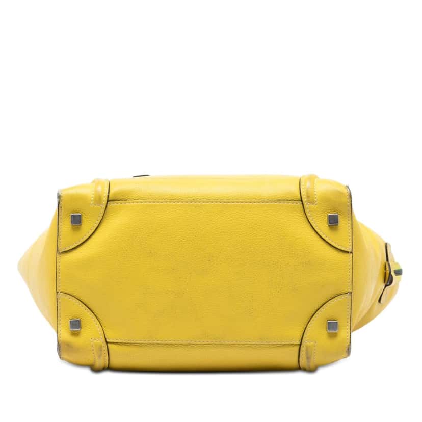 Celine Mini Calfskin Luggage Tote Yellow Leather Good condition - Inside View