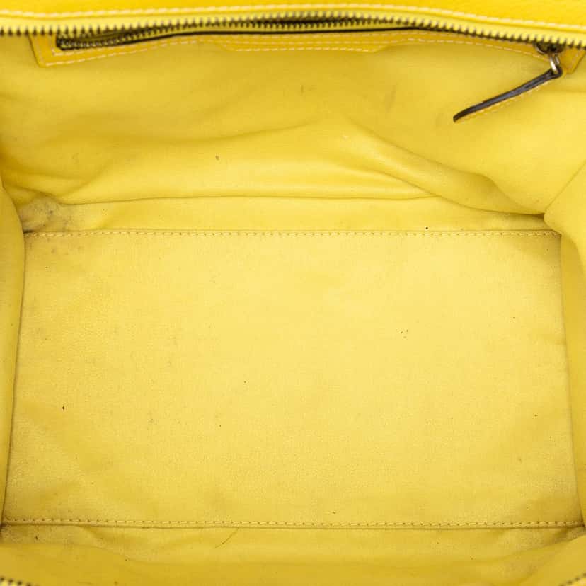 Celine Mini Calfskin Luggage Tote Yellow Leather Good condition - Model View