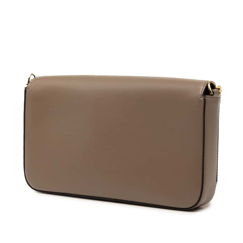 Fendi Smooth Calfskin Vitello Palmellato Wallet on Chain Brown Leather Very good condition - Back View