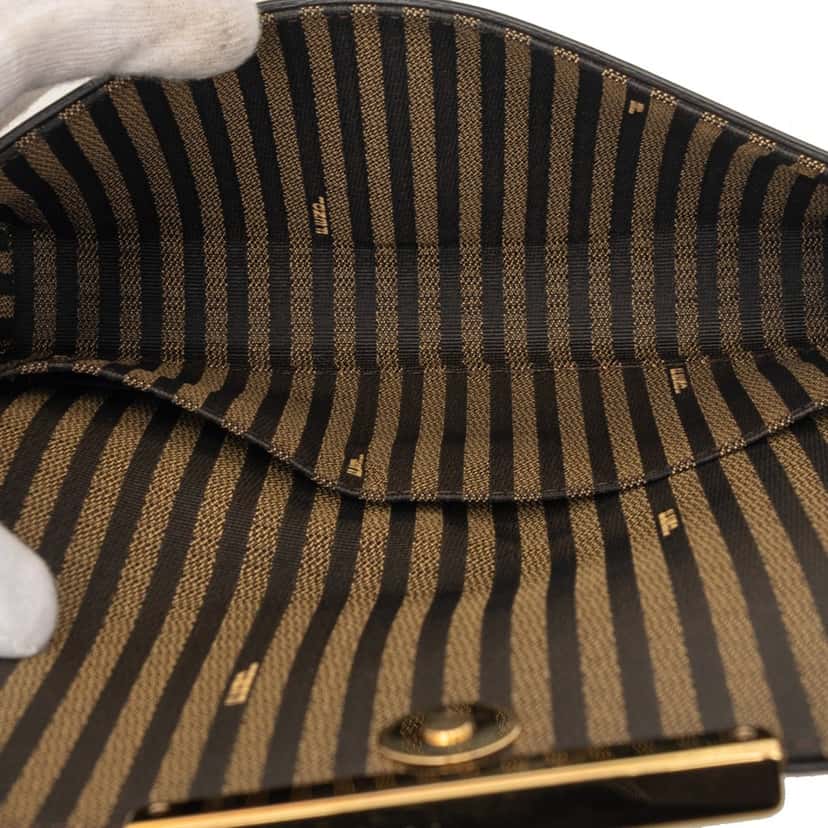 Fendi Smooth Calfskin Vitello Palmellato Wallet on Chain Brown Leather Very good condition - Model View