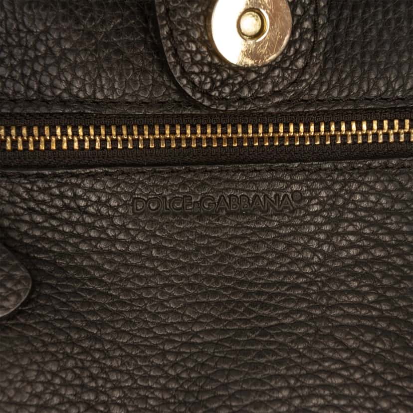 Dolce & Gabbana Pebbled Leather D Ring Tote Black Leather Very good condition - Box View