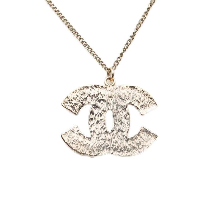 Chanel CC Gold Plated Resin Pendant Necklace Gold Metal Very good condition - Back View