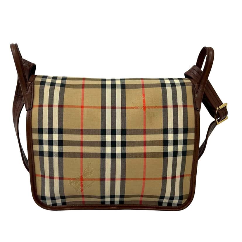 Burberry Haymarket Check Canvas Crossbody Beige Very good condition - Back View