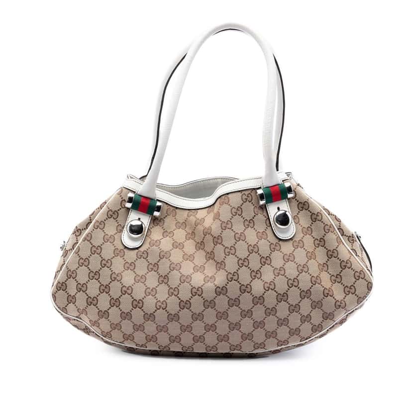 Gucci GG Canvas Web Match Ball Tote Beige Very good condition - Front View