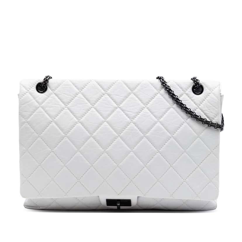Chanel Maxi Quilted Aged Calfskin Reissue 2.55 Single Flap White Leather Very good condition - Front View