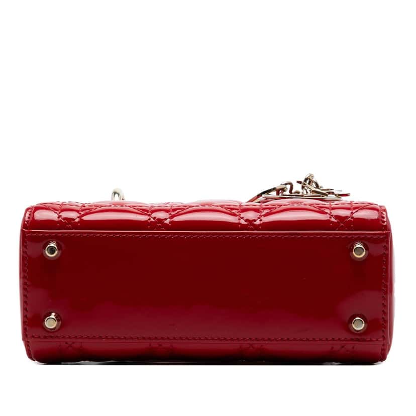 Dior Mini Patent Cannage Lady Dior Red Leather Very good condition - Inside View