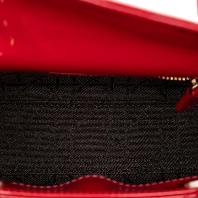 Dior Mini Patent Cannage Lady Dior Red Leather Very good condition - Model View