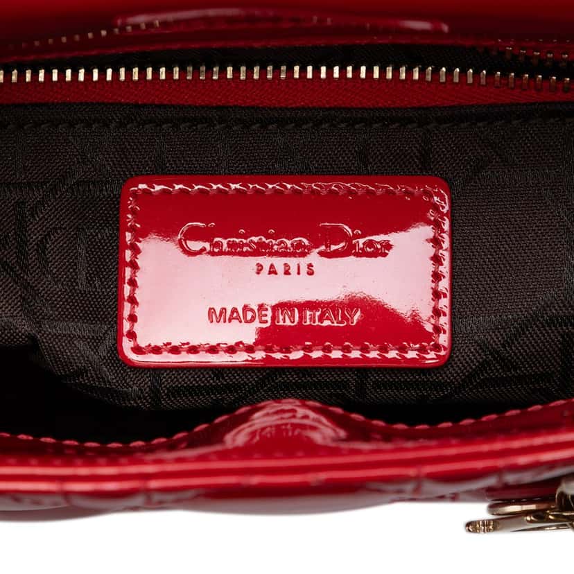Dior Mini Patent Cannage Lady Dior Red Leather Very good condition - Box View
