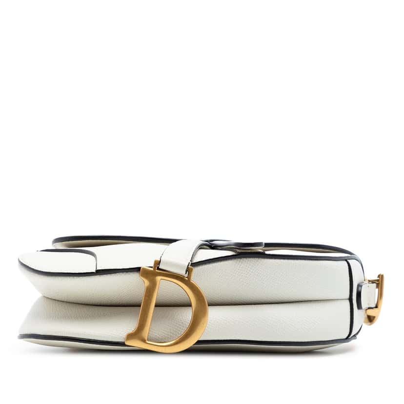 Dior Mini Grained Calfskin Saddle Bag White Leather Very good condition - Inside View