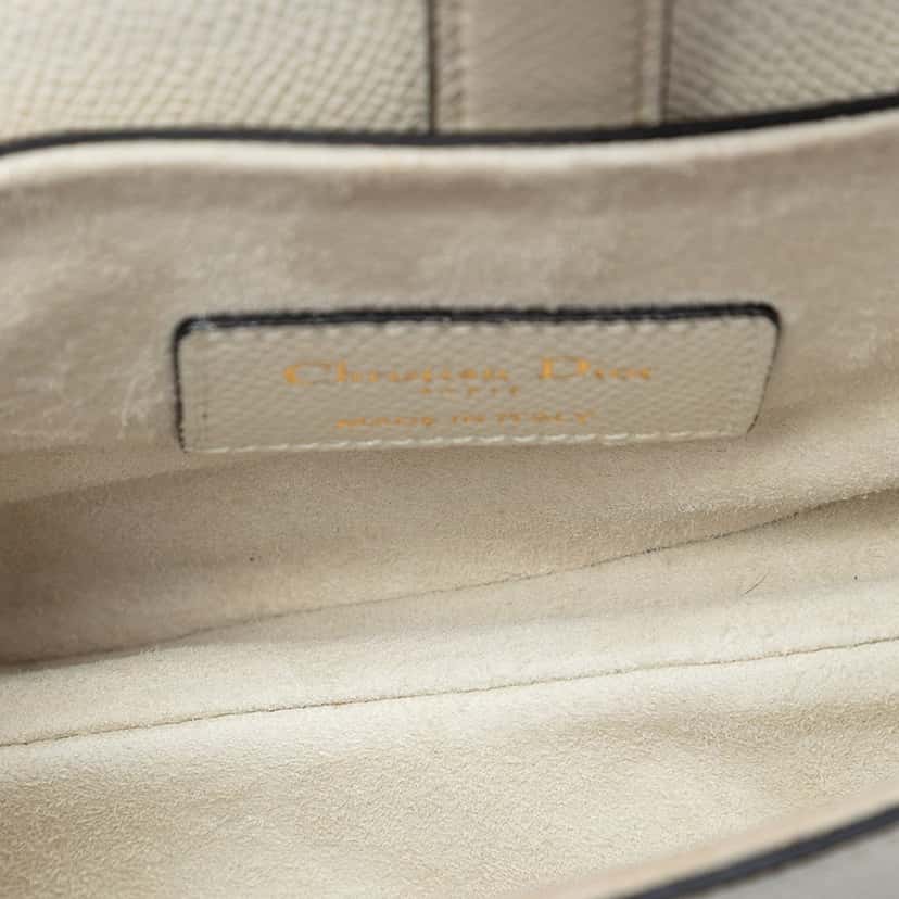 Dior Mini Grained Calfskin Saddle Bag White Leather Very good condition - Model View