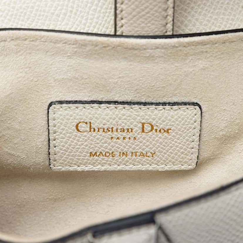 Dior Mini Grained Calfskin Saddle Bag White Leather Very good condition - Box View