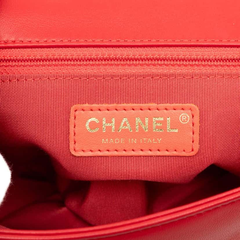Chanel Quilted Lambskin Studded Beauty Begins Flap Red Leather Very good condition - Box View