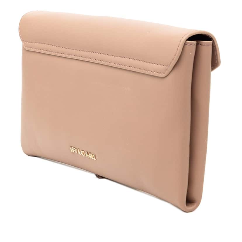 Bvlgari Leather Serpenti Forever Tassel Envelope Clutch Brown Leather Very good condition - Back View