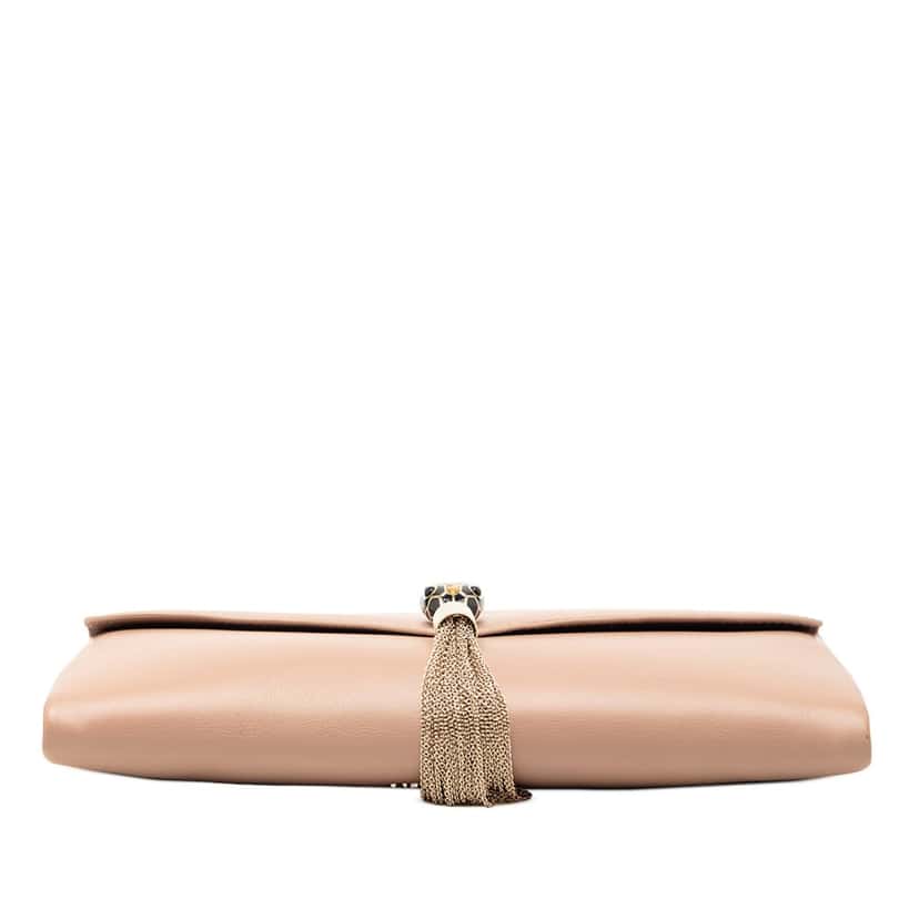 Bvlgari Leather Serpenti Forever Tassel Envelope Clutch Brown Leather Very good condition - Inside View