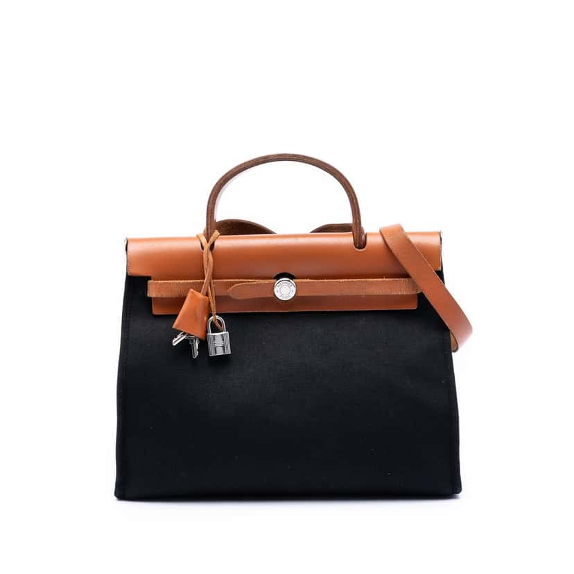 Hermès Toile Herbag Zip 31 Black Very good condition - Front View