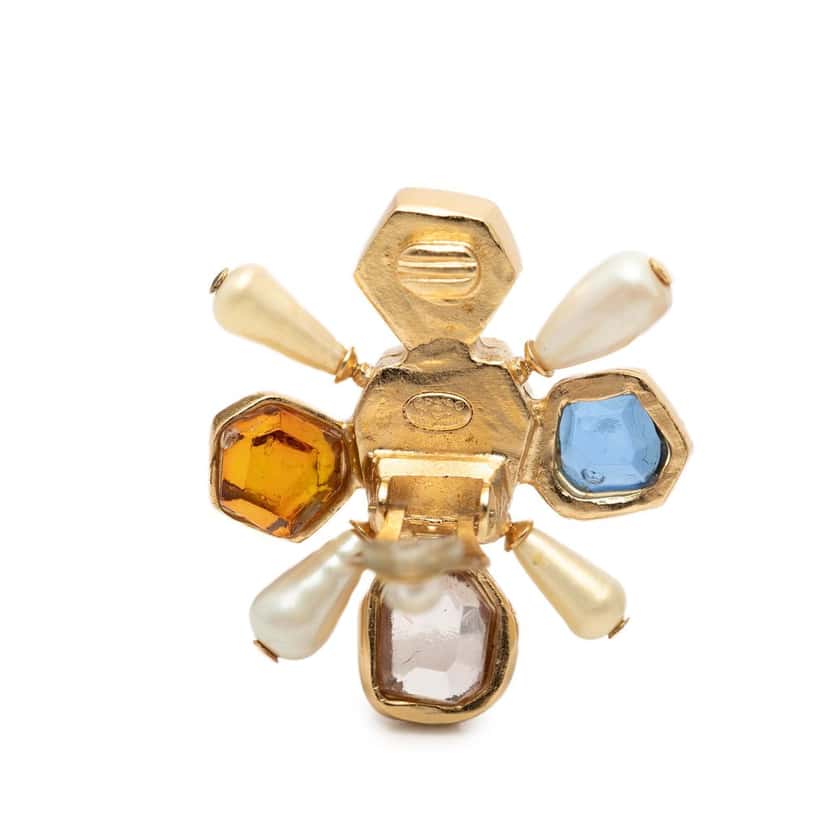 Chanel CC Gold Plated Gripoix Clip On Earrings Gold Metal Very good condition - Inside View