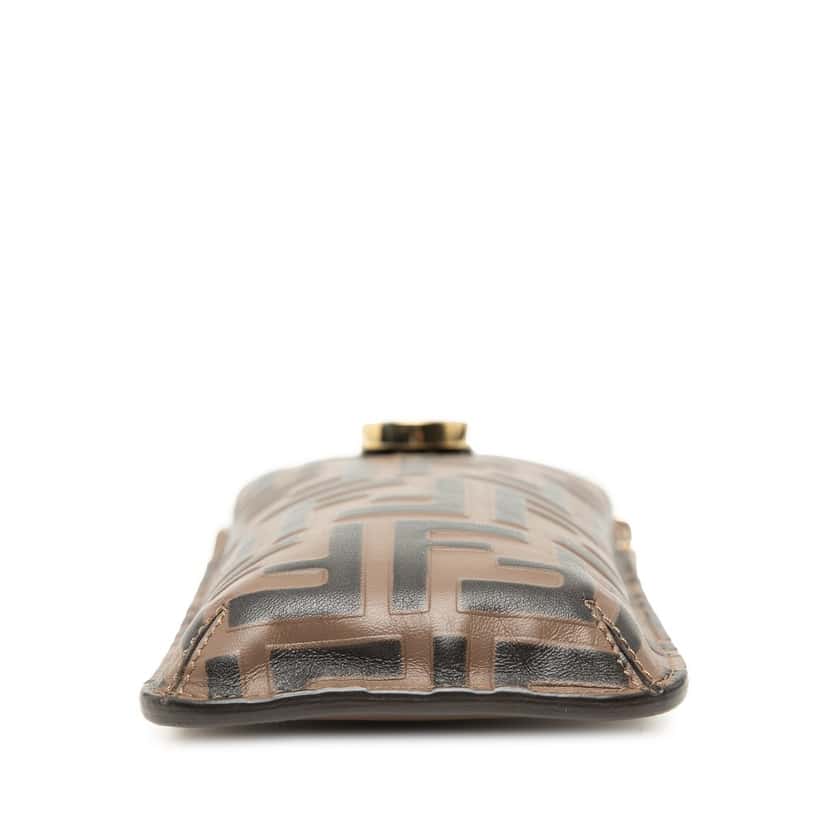Fendi FF 1974 Embossed Leather Phone Pouch on Chain Brown Leather Very good condition - Inside View