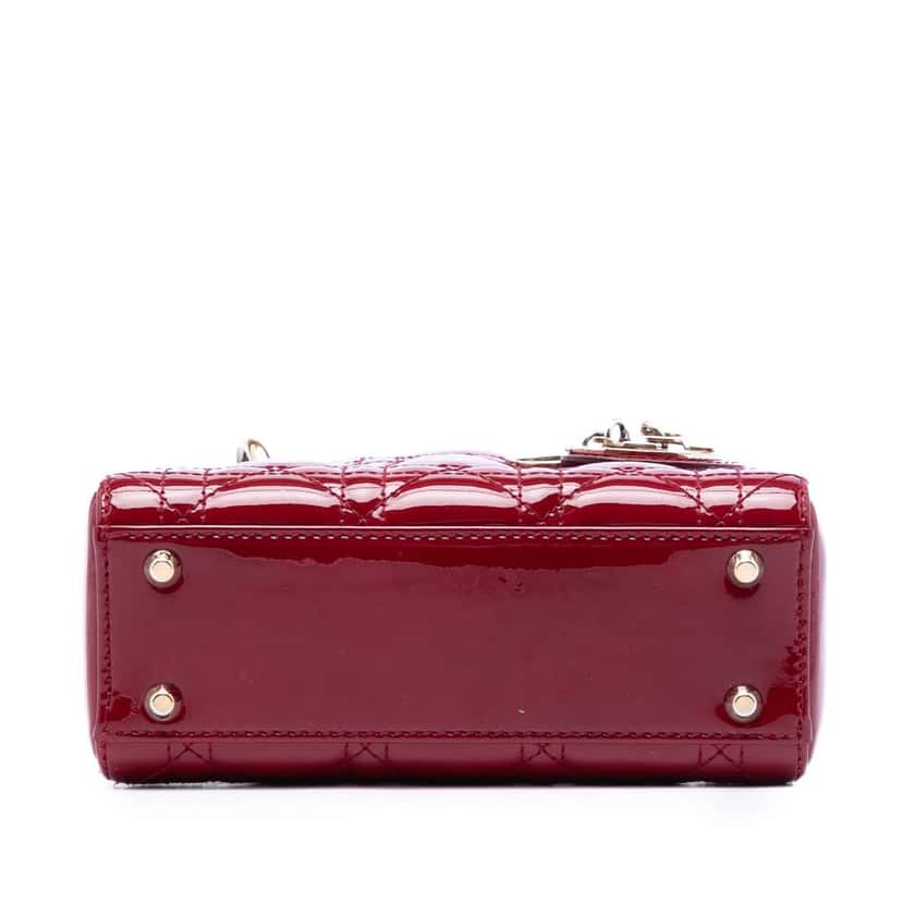 Dior Mini Patent Cannage Lady Dior Red Leather Very good condition - Inside View