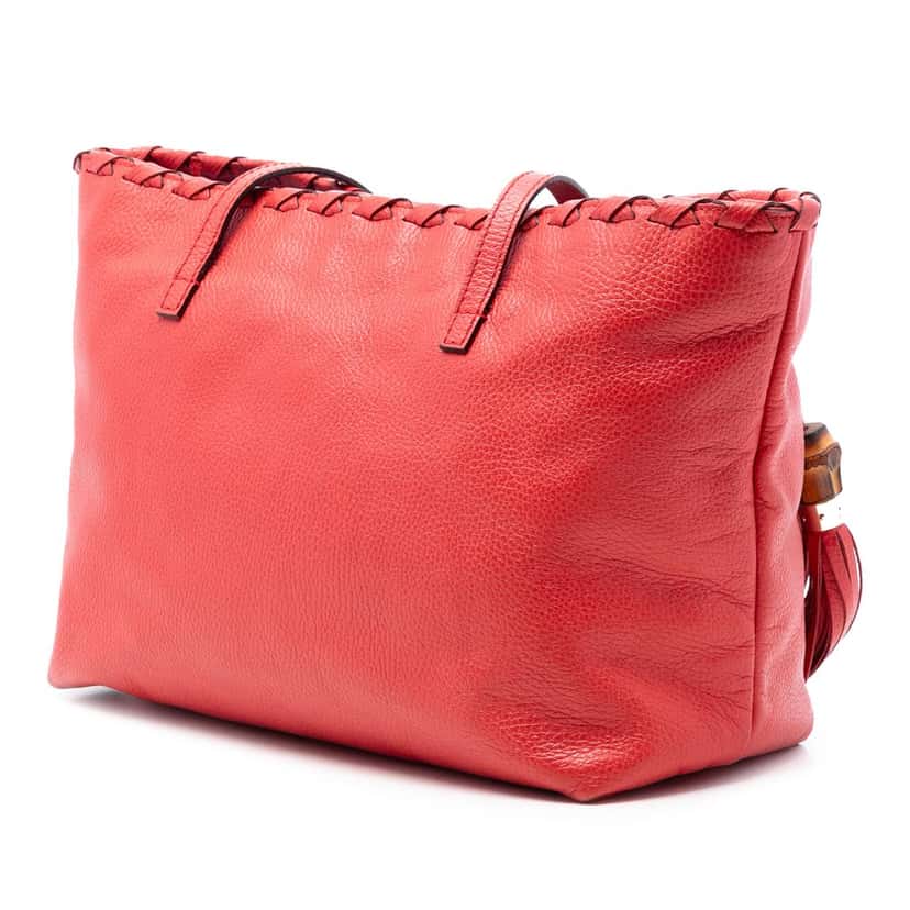 Gucci Leather Bamboo Tassel Tote Red Leather Very good condition - Back View