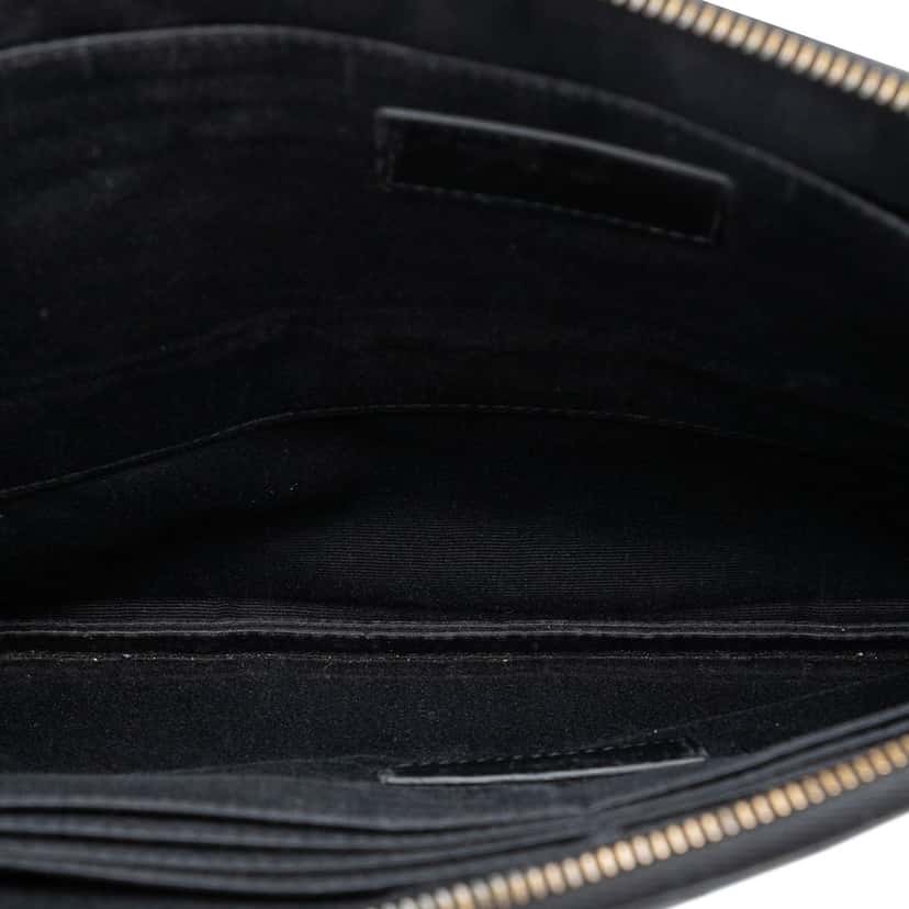 Saint Laurent Croc Embossed Leather Monogram Document Holder Black Leather Very good condition - Model View