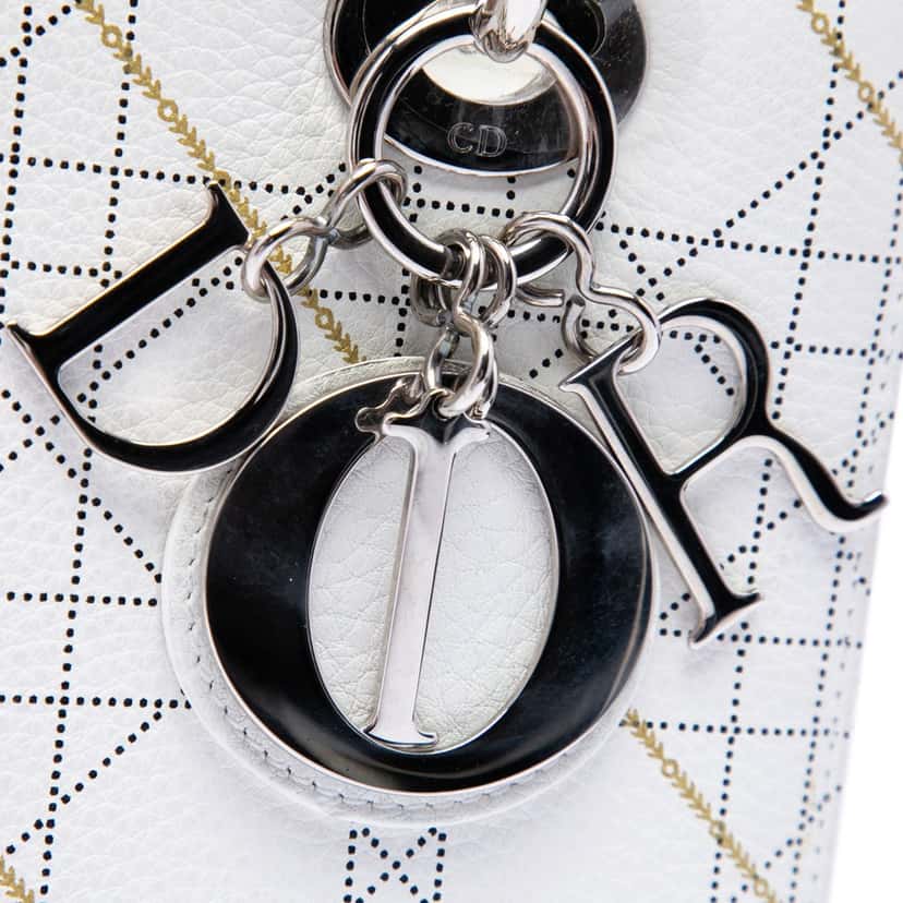 Dior Medium Calfskin Cannage Print Lady Dior White Leather Very good condition - Box View