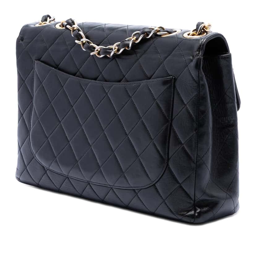 Chanel Jumbo XL Classic Lambskin Single Flap Black Leather Very good condition - Back View