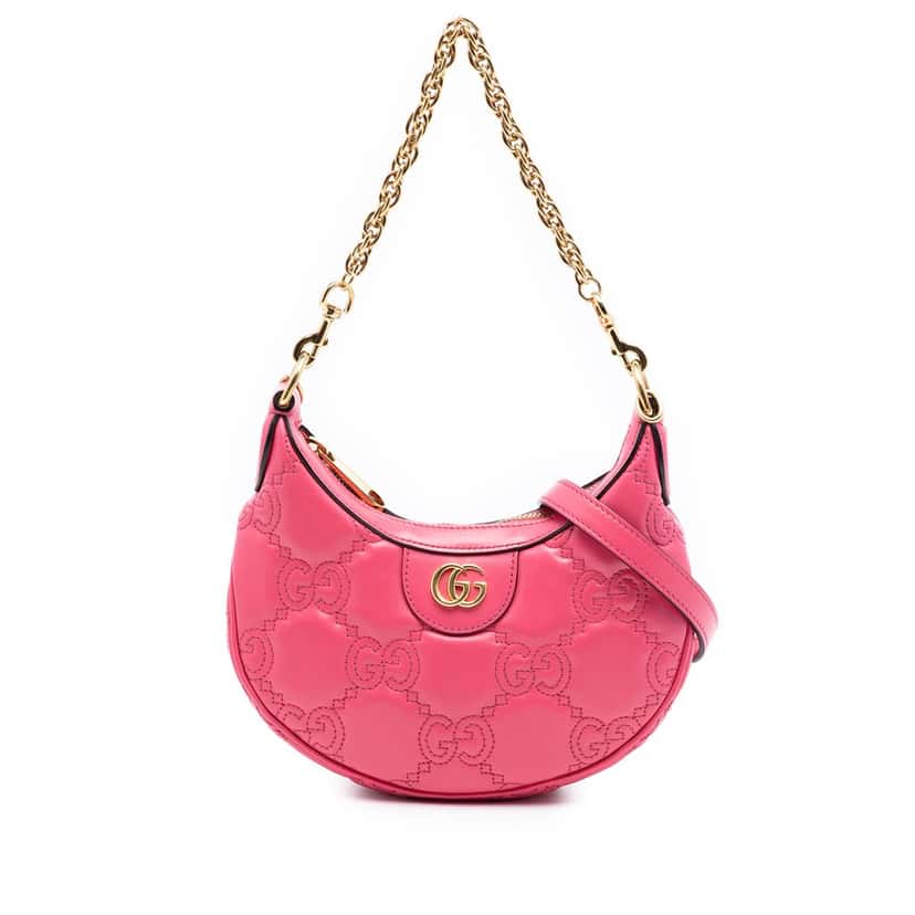 Gucci Mini GG Marmont Matelasse Calfskin Satchel Pink Leather Very good condition - Front View