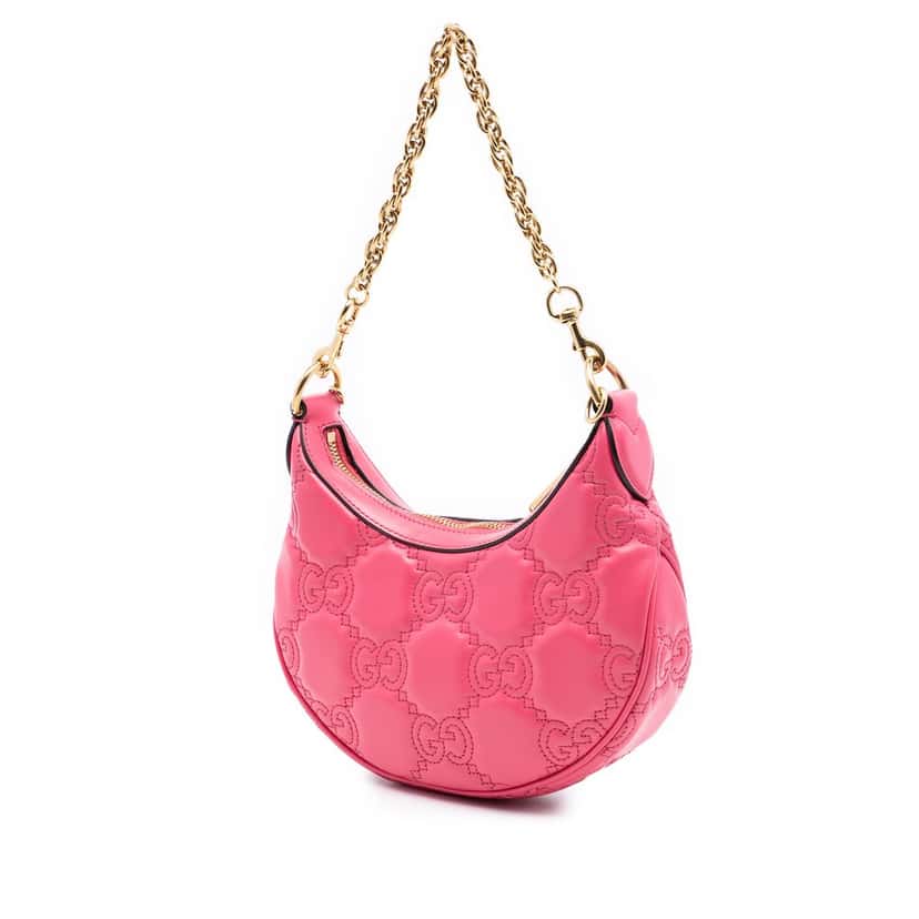 Gucci Mini GG Marmont Matelasse Calfskin Satchel Pink Leather Very good condition - Back View