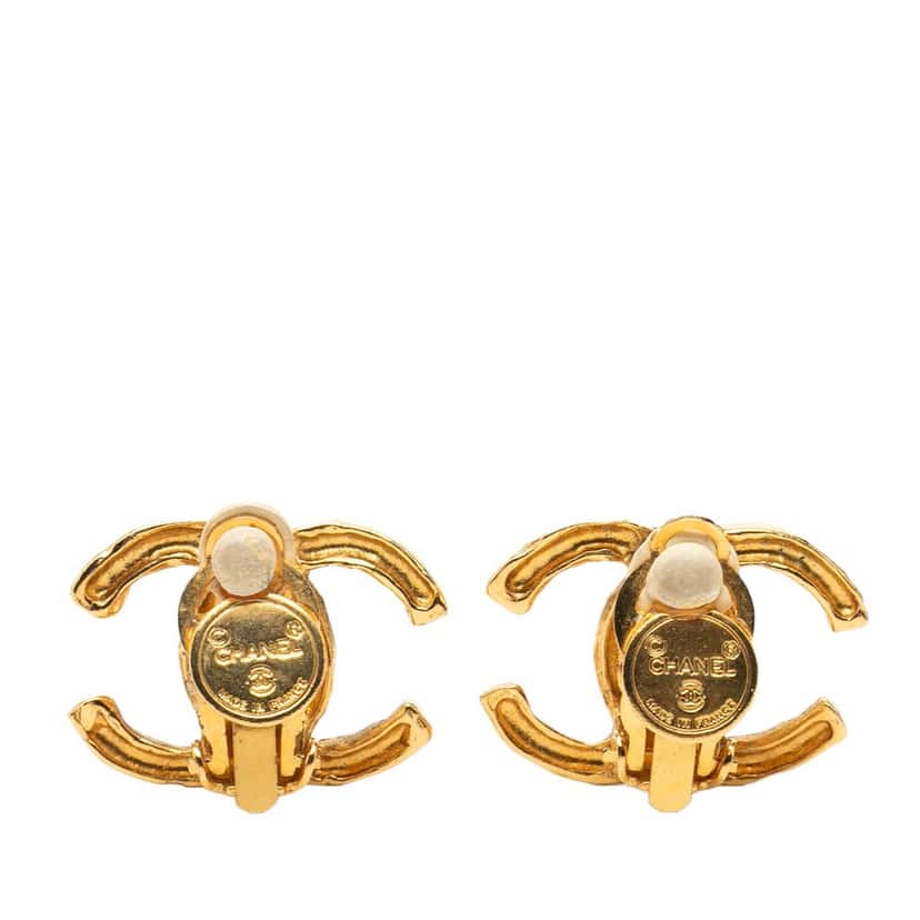 Chanel CC Gold Plated Clip On Earrings Gold Metal Very good condition - Back View